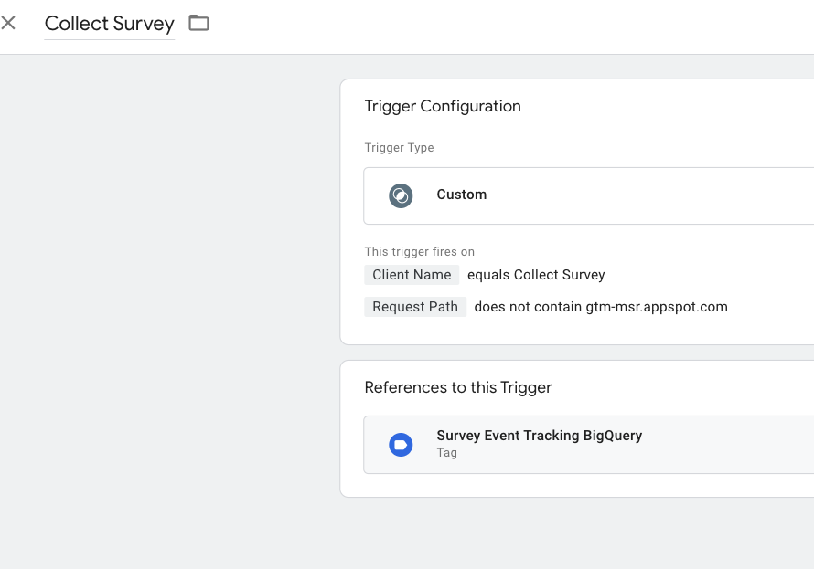 The Collect Survey trigger